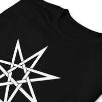 White Elven Star design on unisex T-shirt, detail view