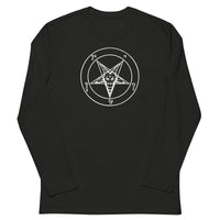 Sigil of Baphomet design on slim-fit long sleeve shirt, front view