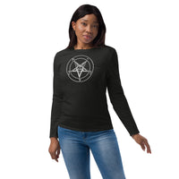 Sigil of Baphomet design on slim-fit long sleeve shirt, front view