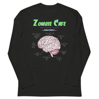 Zombie Cafe Brains Menu design on slim-fit long sleeve shirt, front view