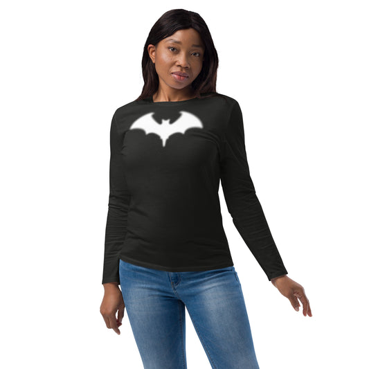 Blurry Bat design on slim-fit long sleeve shirt, front view