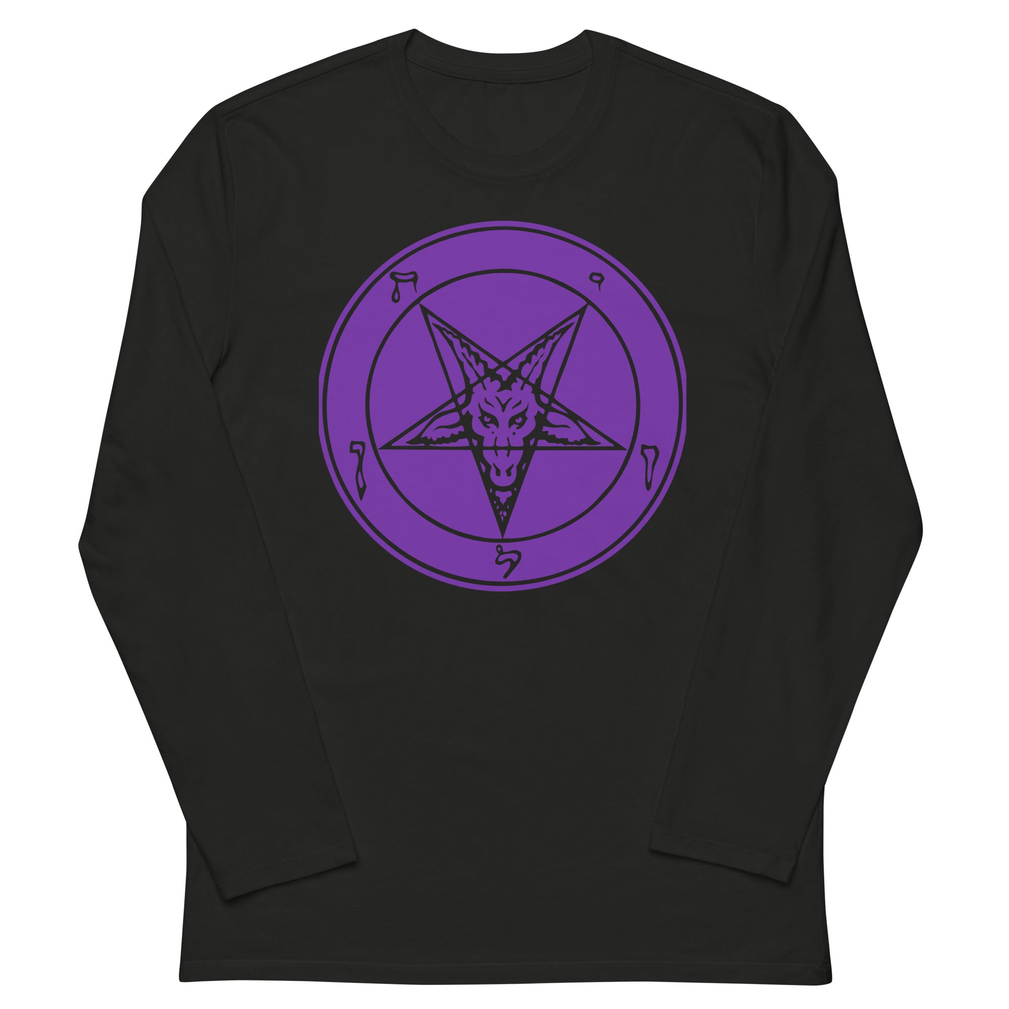 Classic Sigil of Baphomet Goat Head Pentagram Women's fashion long sleeve shirt Purple Print - Edge of Life Designs