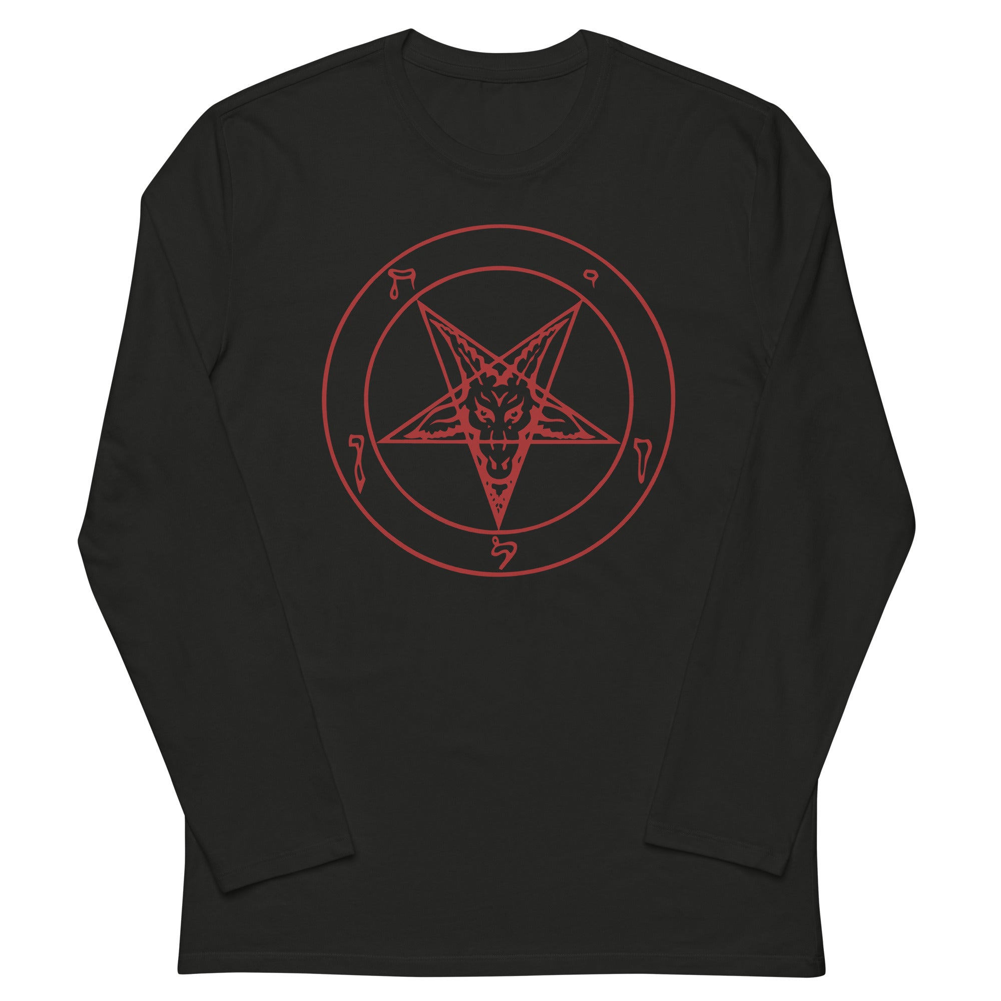 Sigil of Baphomet Insignia of Satan Women's fashion long sleeve shirt Red Print - Edge of Life Designs