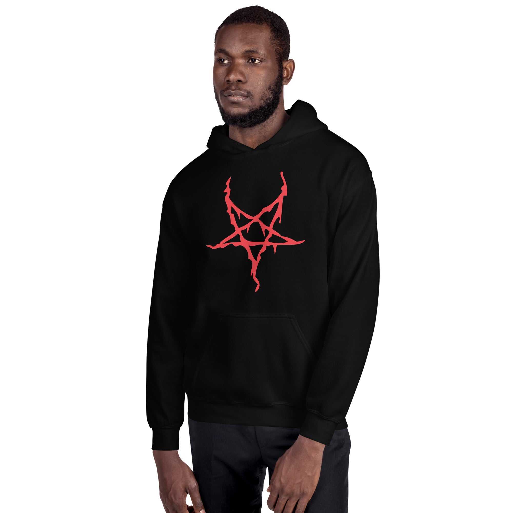 Red Melting Inverted Pentagram Black Metal Style Unisex Hoodie Sweatshirt