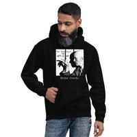 Aleister Crowley design on unisex hoodie, front view