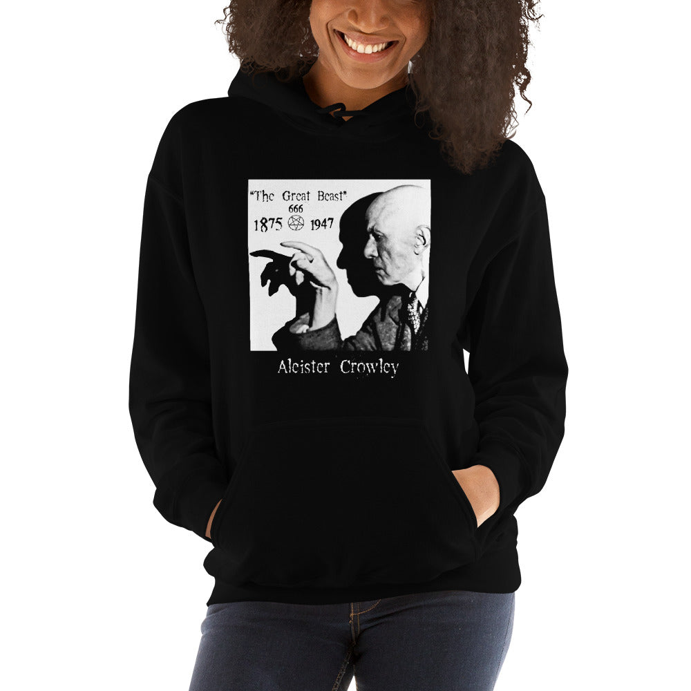 Aleister Crowley Infamous Occult Leader of Thelema Sex Magic Women's Black Hoodie - Edge of Life Designs