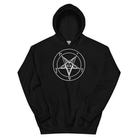 Sigil of Baphomet design on unisex hoodie, front view