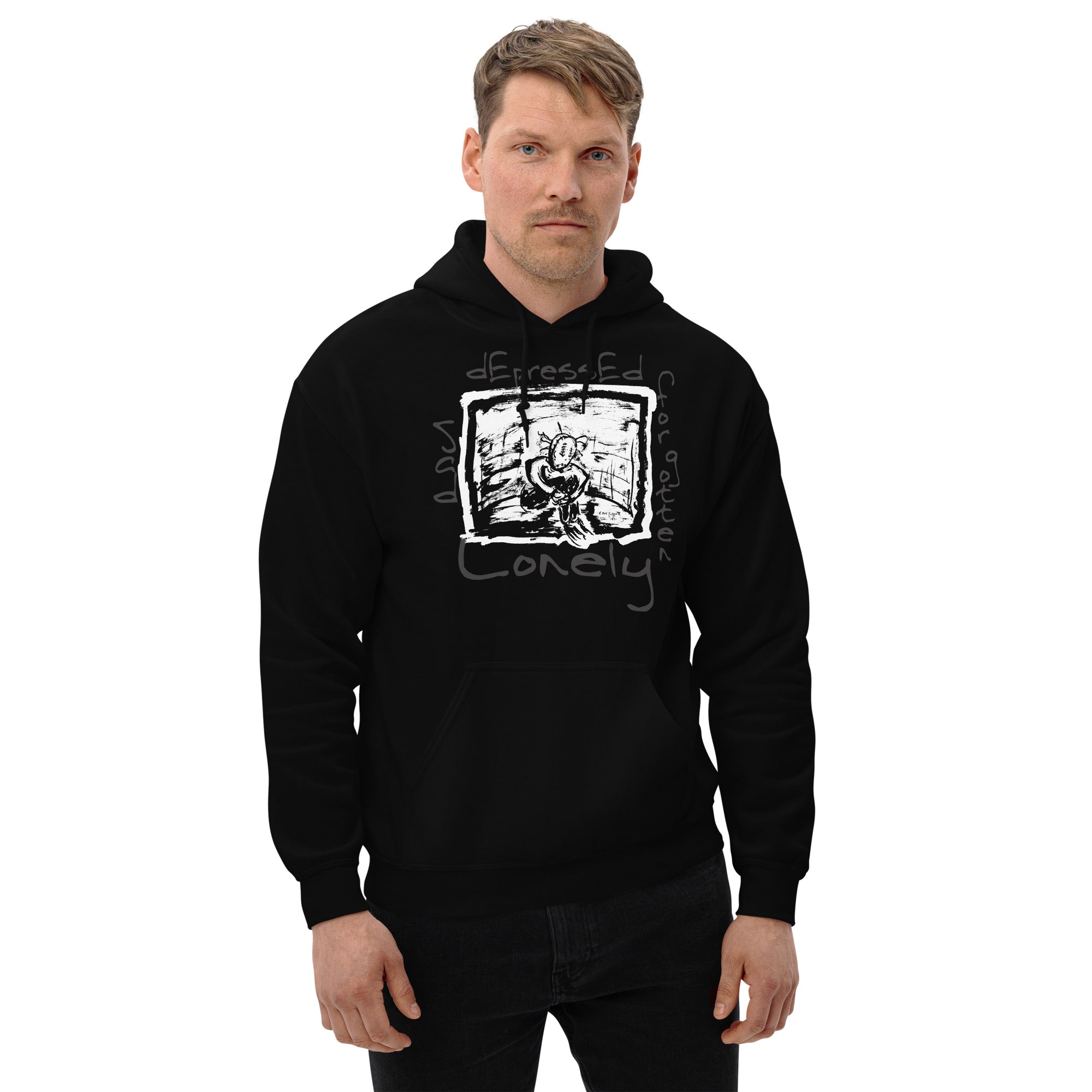 Lonely Depressed Sad Forgotten Man Artwork Men's Hoodie Sweatshirt - Edge of Life Designs