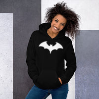 Blurry Bat design on unisex hoodie, front view