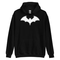 Blurry Bat design on unisex hoodie, front view