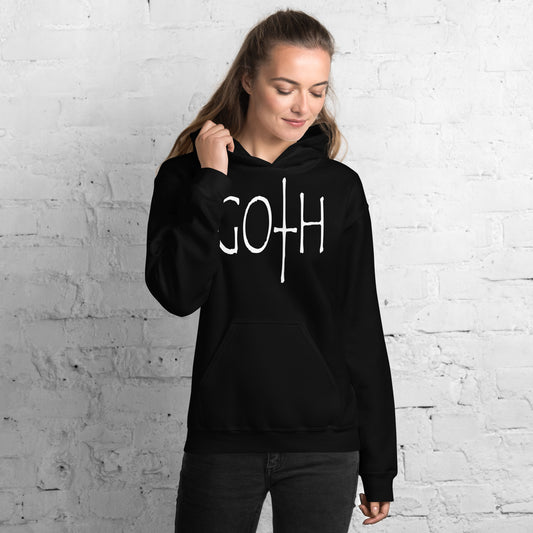 Goth Style design on unisex hoodie, front view