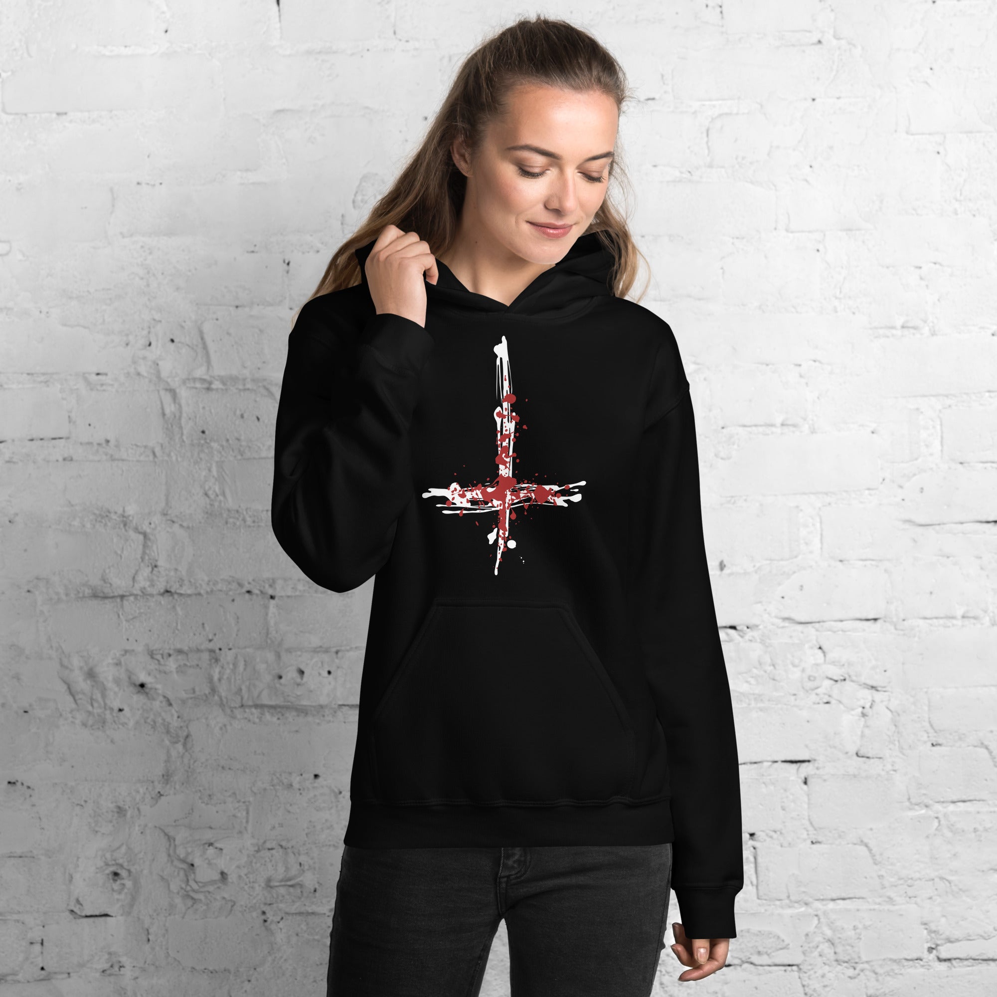 Inverted Cross Blood of Christ Unisex Hoodie Sweatshirt - Edge of Life Designs