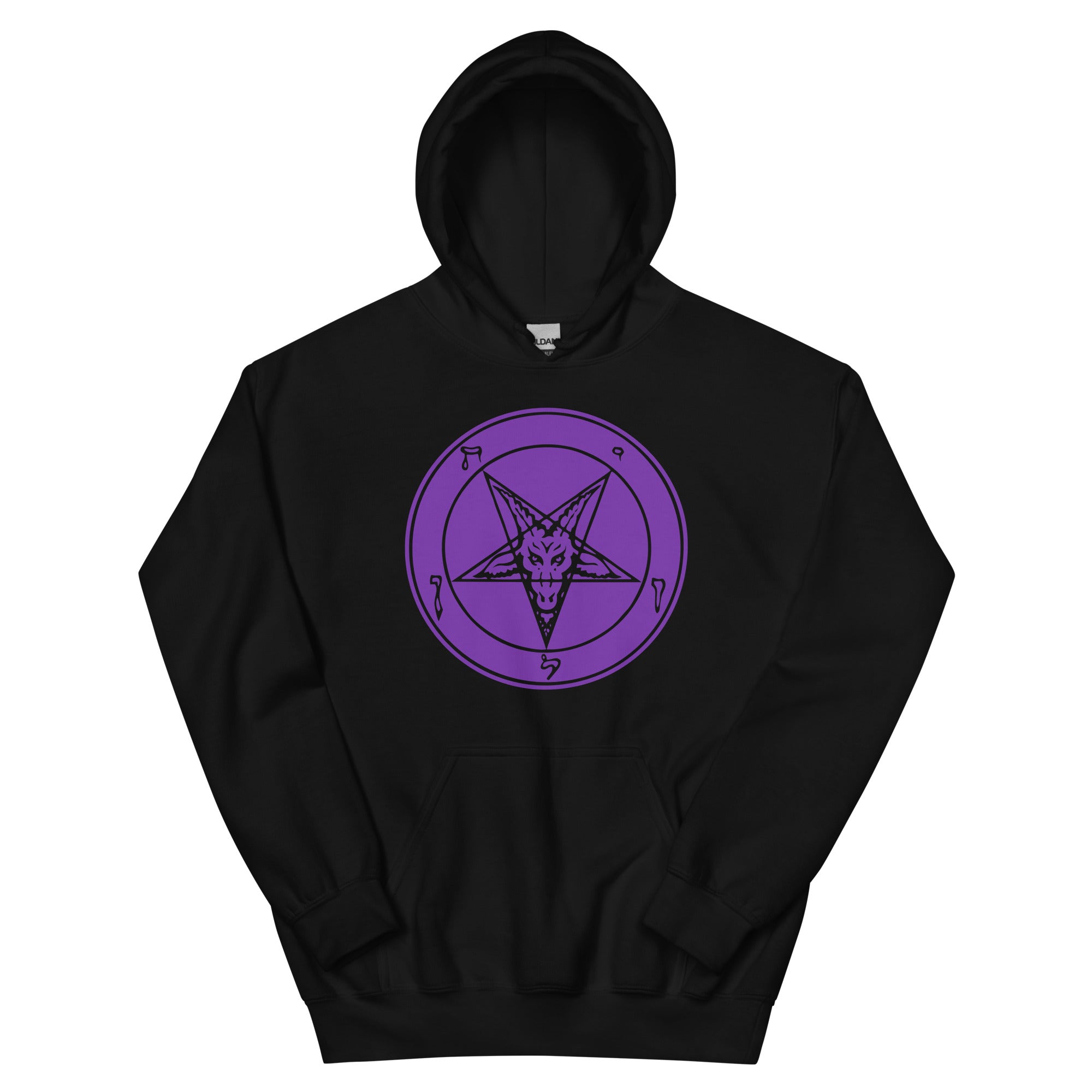 Classic Sigil of Baphomet Goat Head Pentagram Unisex Hoodie Sweatshirt Purple Print - Edge of Life Designs