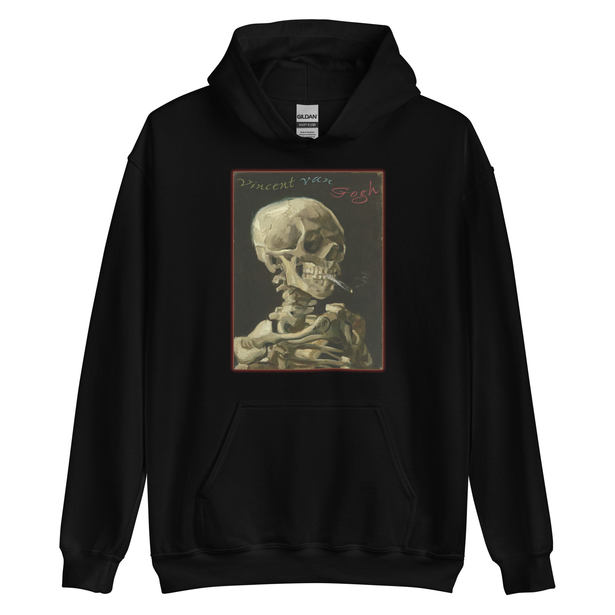 Skull of a Skeleton with Burning Cigarette Vincent Van Gogh Unisex Hoodie Sweatshirt - Edge of Life Designs