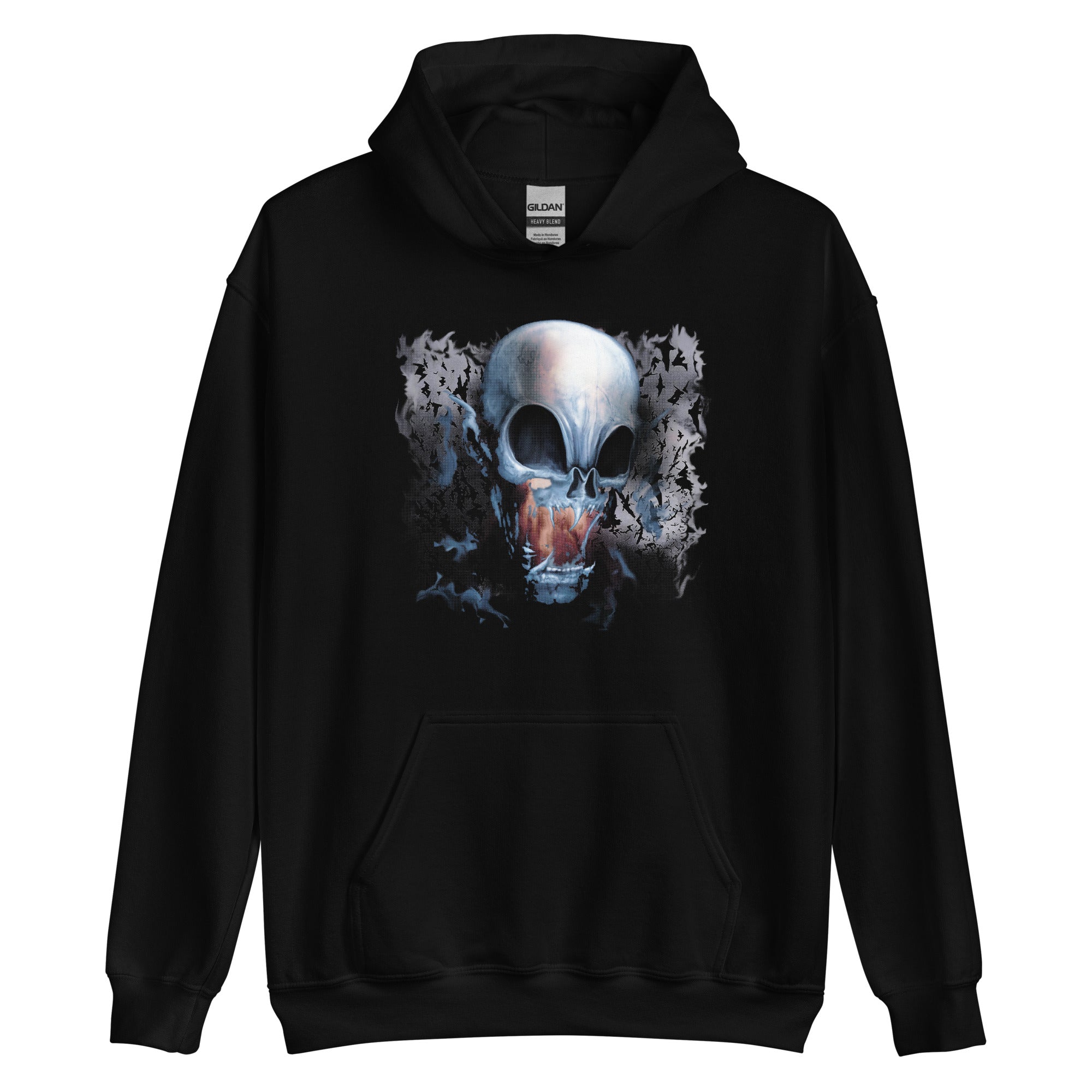 Vampire Demon Skull Melting with Bats Unisex Hoodie Sweatshirt - Edge of Life Designs