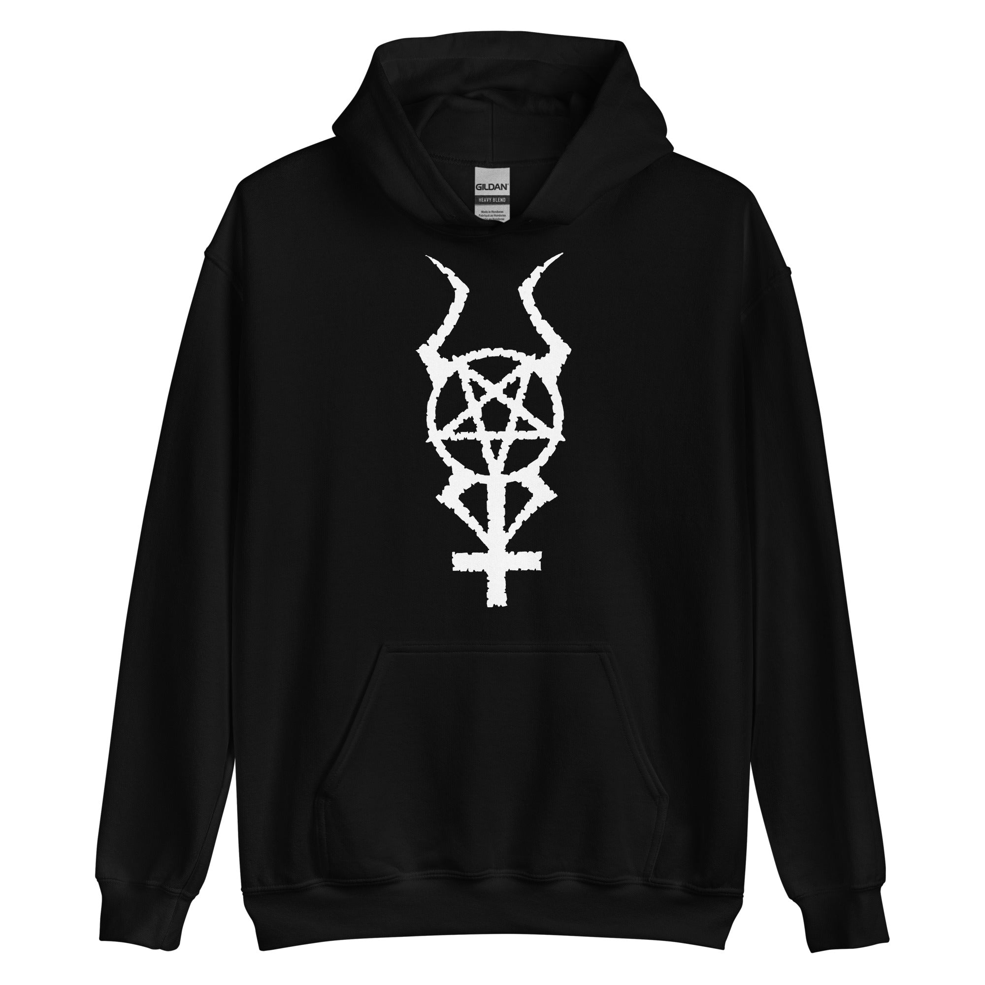 White Horned Pentacross Ritual Pentagram Cross Unisex Hoodie Sweatshirt - Edge of Life Designs