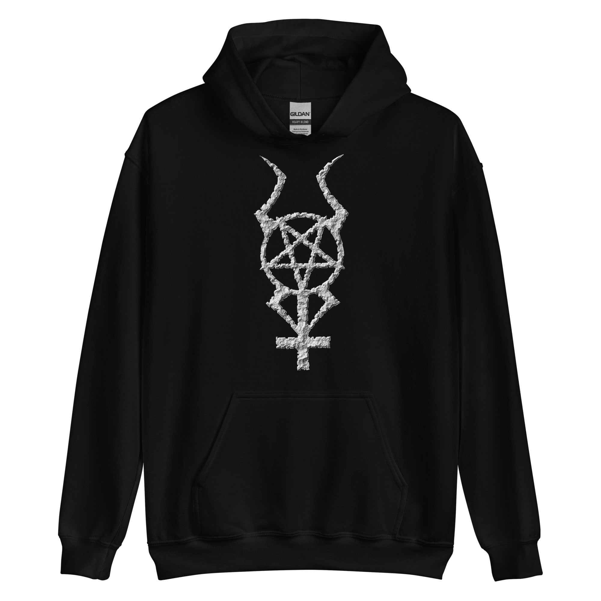 Ancient Stone Horned Pentacross Pentagram Cross Unisex Hoodie Sweatshirt - Edge of Life Designs