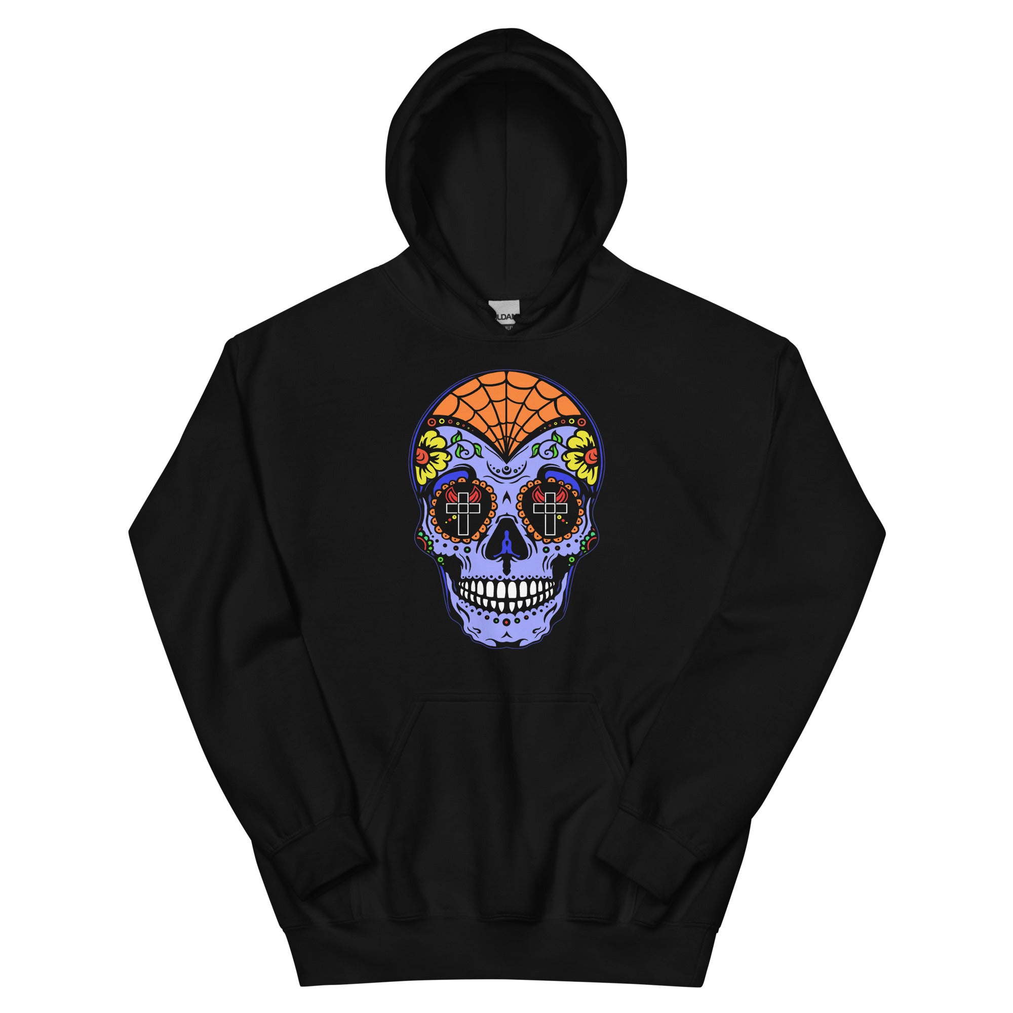 Blue Sugar Skull Day of the Dead Halloween Unisex Hoodie Sweatshirt - Edge of Life Designs