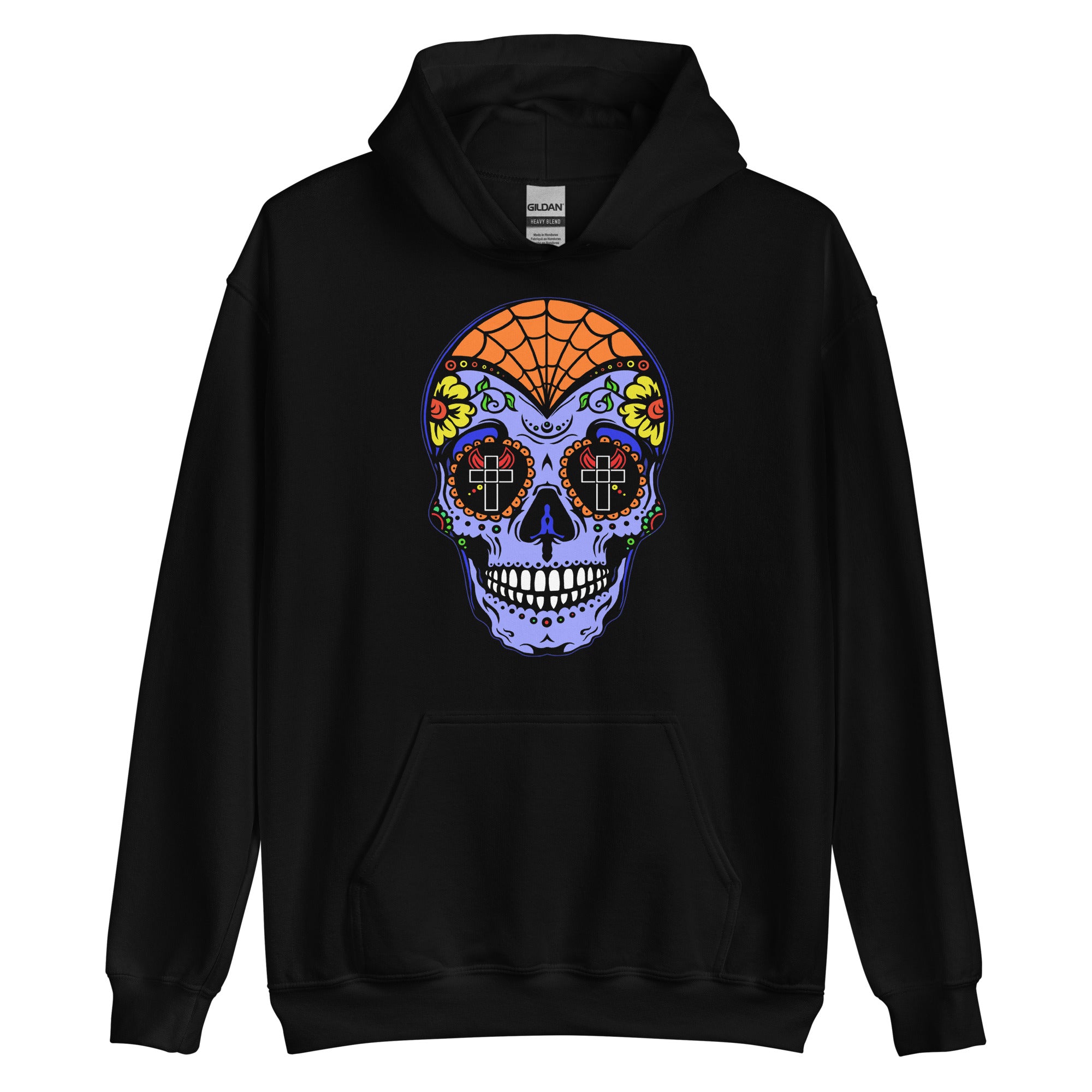Blue Sugar Skull Day of the Dead Halloween Unisex Hoodie Sweatshirt - Edge of Life Designs