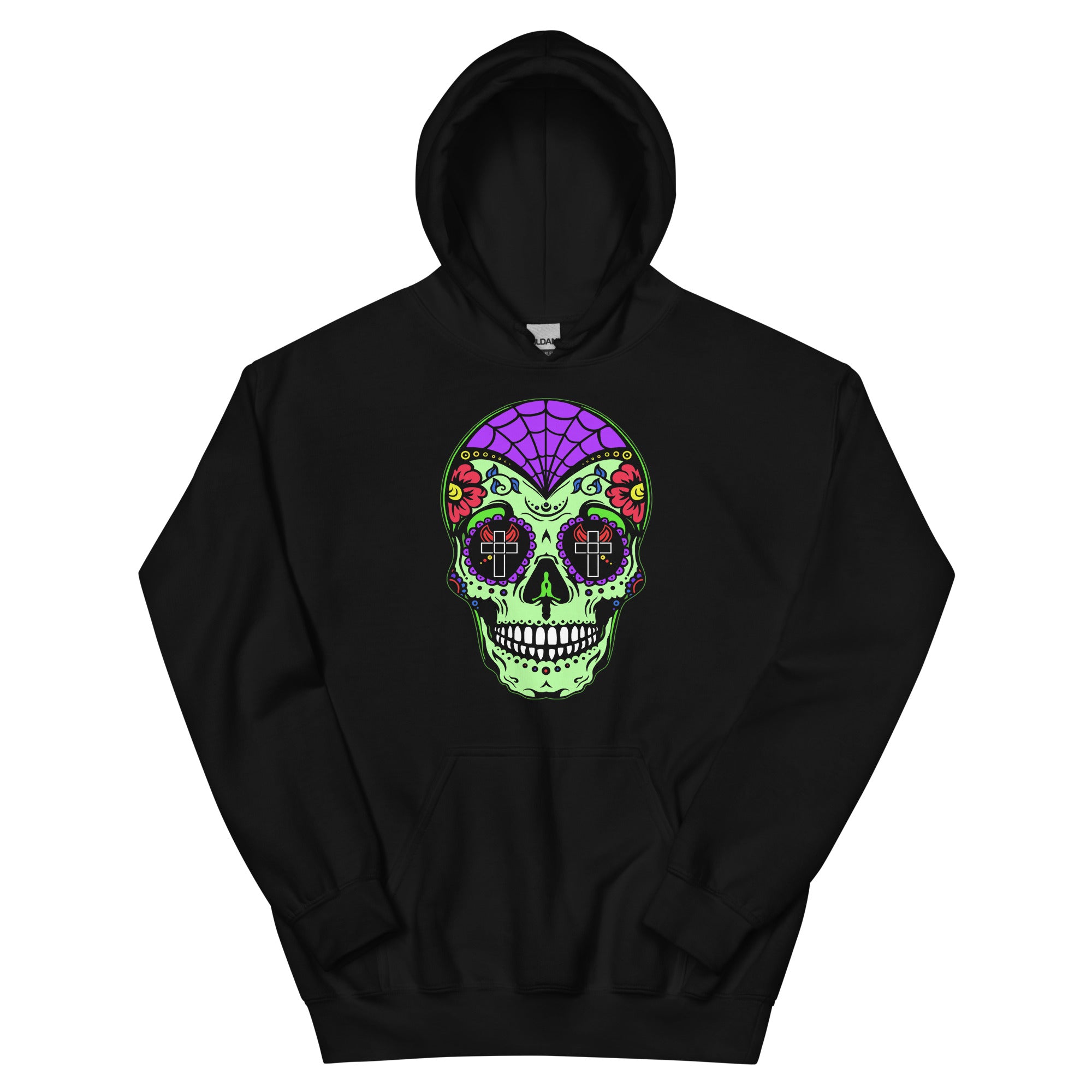 Green Sugar Skull Day of the Dead Halloween Unisex Hoodie Sweatshirt - Edge of Life Designs