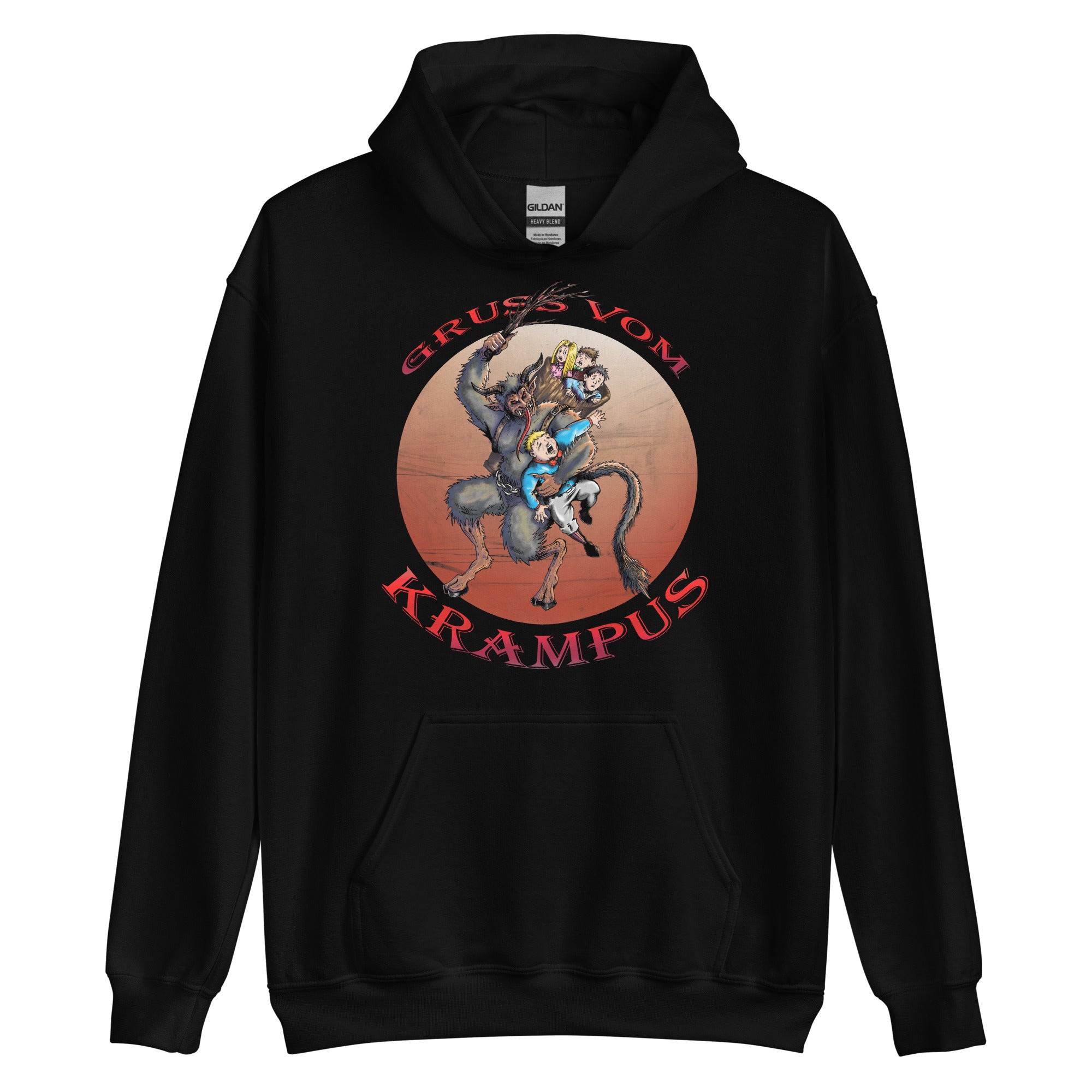 Gruss Vom Krampus Greetings and Merry Christmas  Unisex Hoodie Sweatshirt - Edge of Life Designs