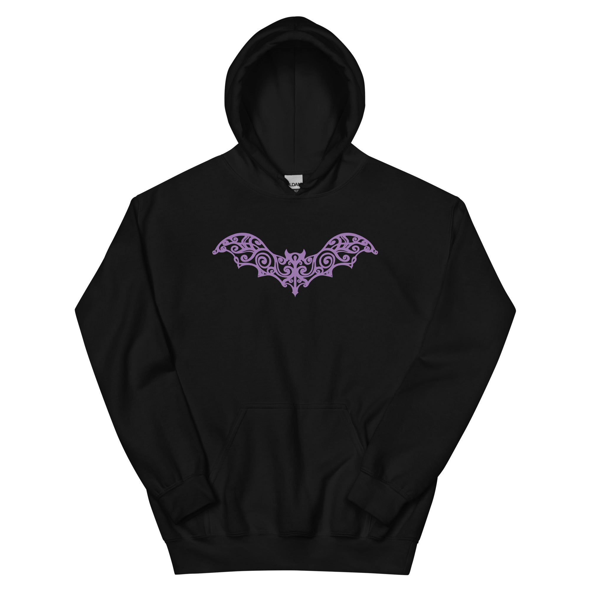 Gothic Wrought Iron Style Vine Bat Unisex Hoodie Sweatshirt Purple Print - Edge of Life Designs