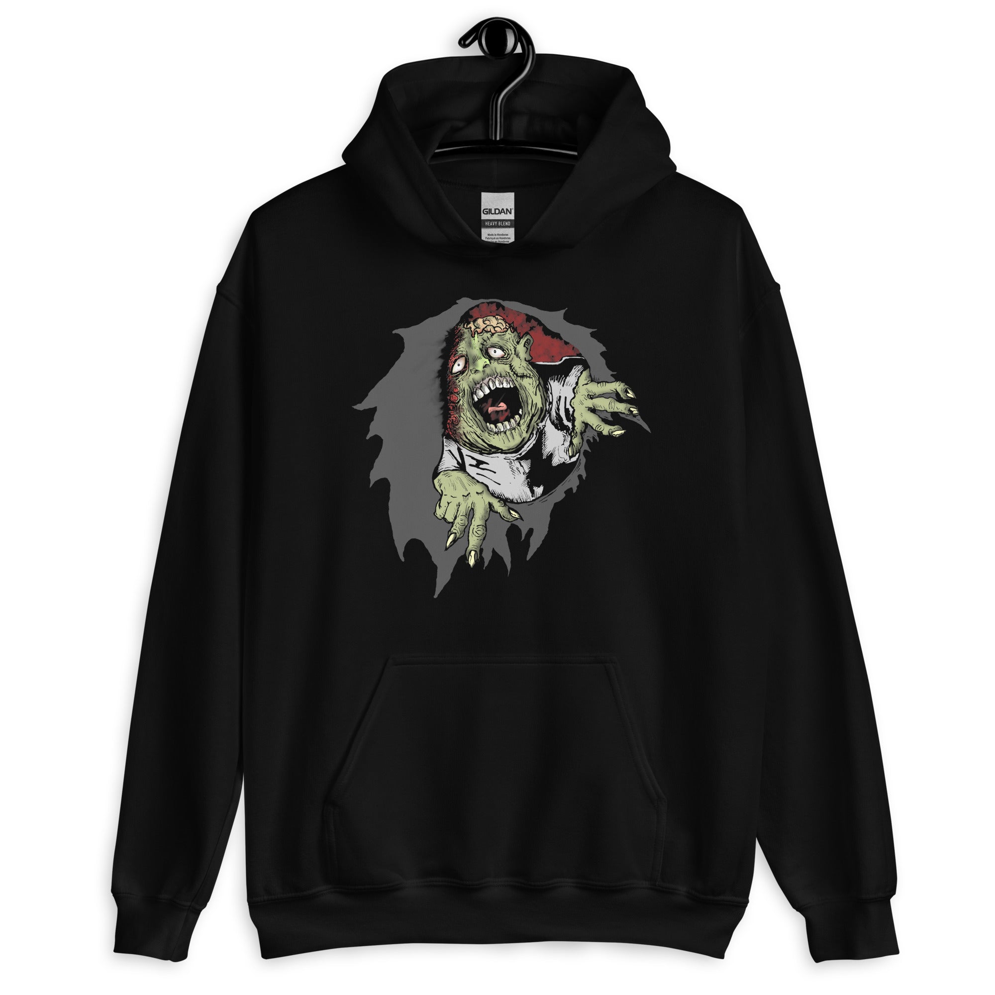 Flesh Eating Zombie Ripping Through Chest Horror  Unisex Hoodie Sweatshirt - Edge of Life Designs