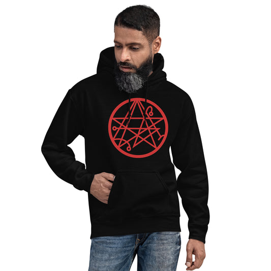 Necronomicon Symbol design on unisex hoodie, front view