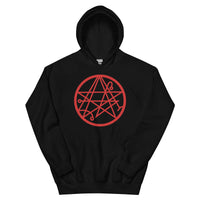Necronomicon Symbol design on unisex hoodie, front view