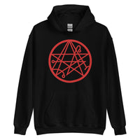 Necronomicon Symbol design on unisex hoodie, front view