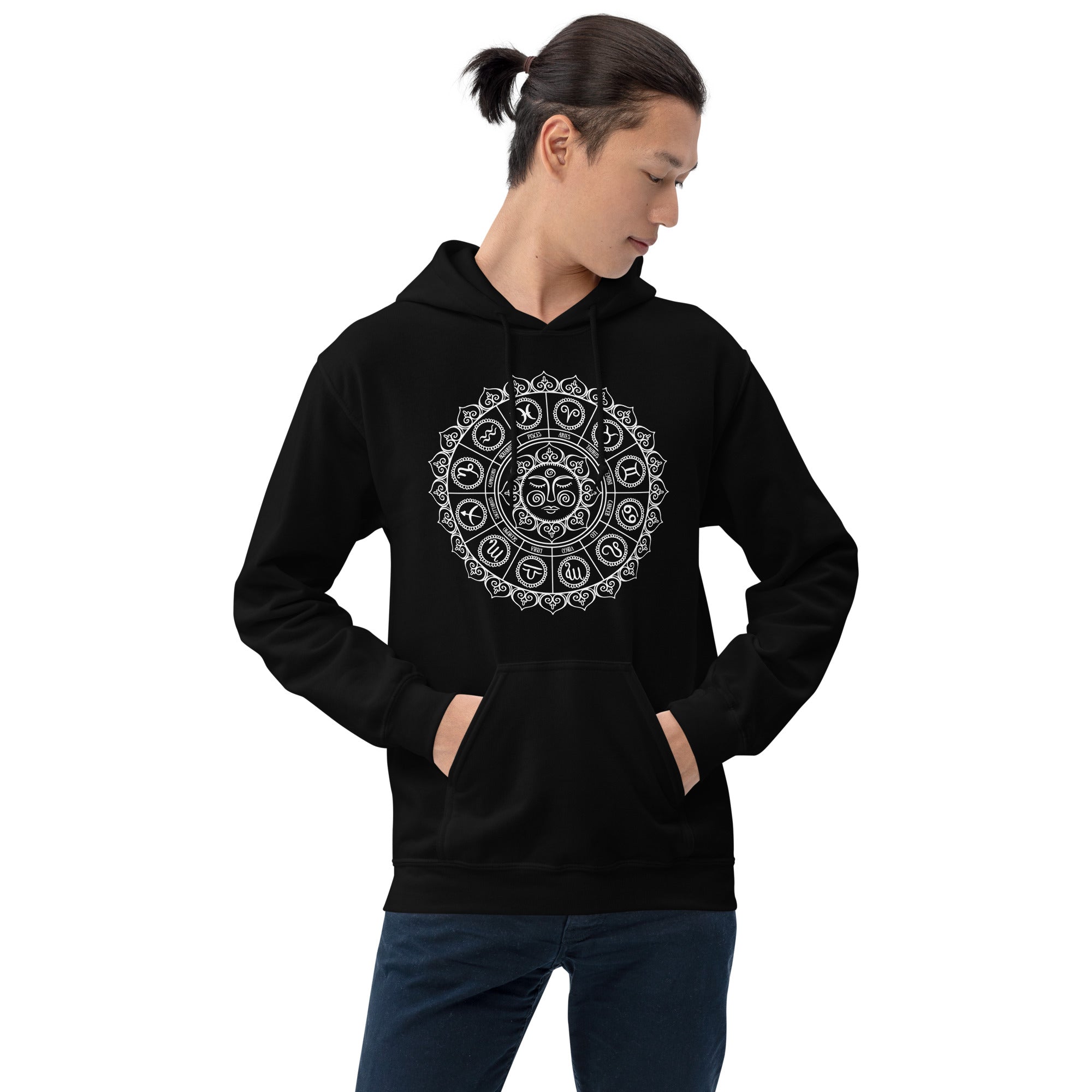 Cosmic Zodiac Signs Astrology Sun Wheel Unisex Hoodie Sweatshirt - Edge of Life Designs