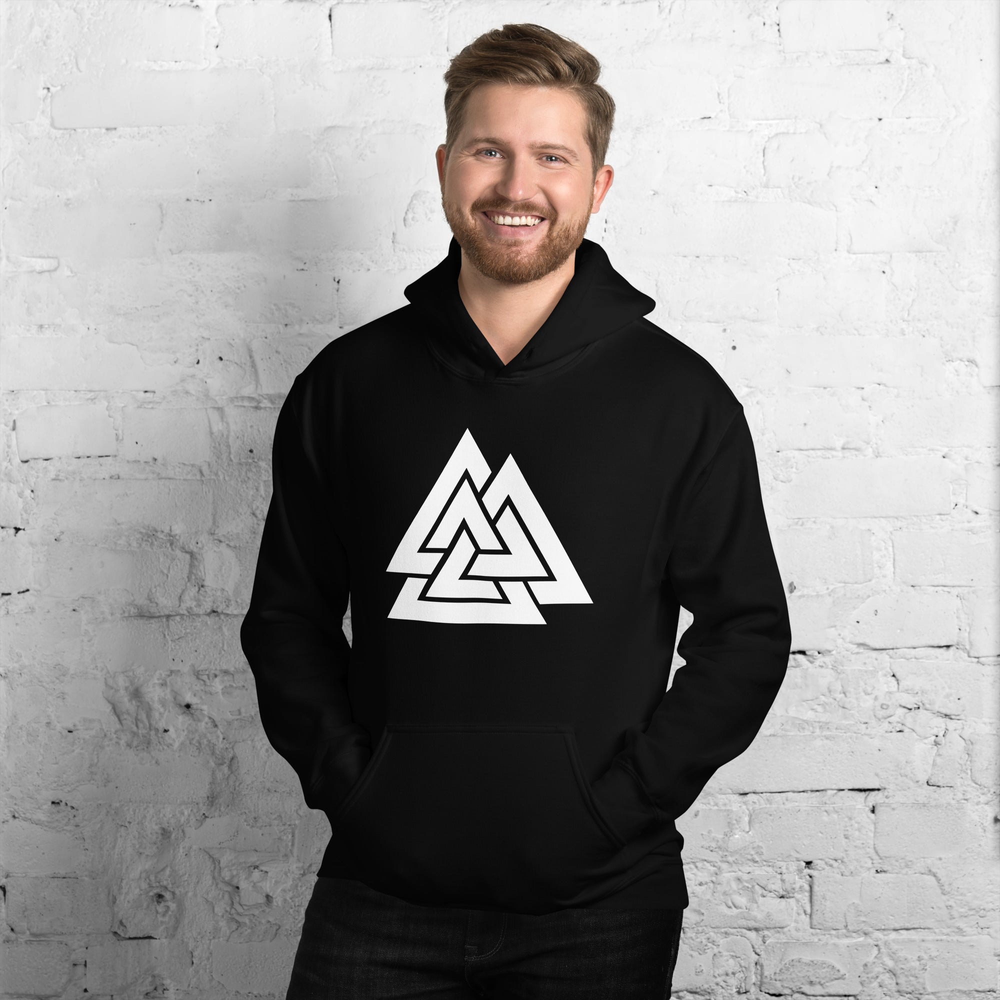Viking Symbol Valknut Triangles of Power and Glory Unisex Hoodie Sweatshirt - Edge of Life Designs