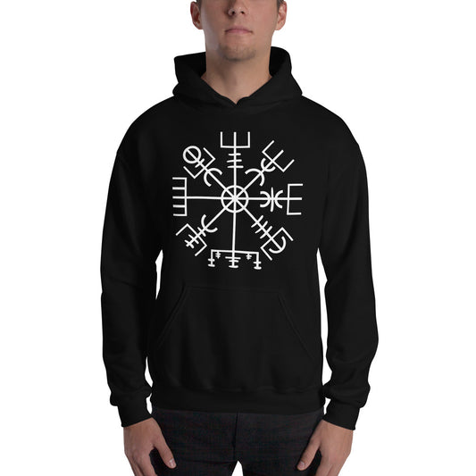 Vegvisir Wayfinder design on unisex hoodie, front view