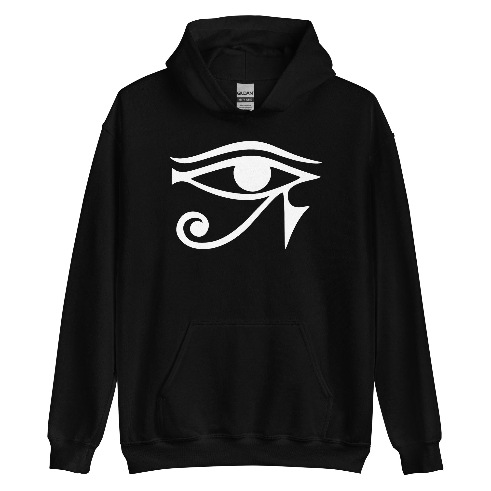 Eye of Ra Egyptian Goddess Unisex Hoodie Sweatshirt White Print - Edge of Life Designs