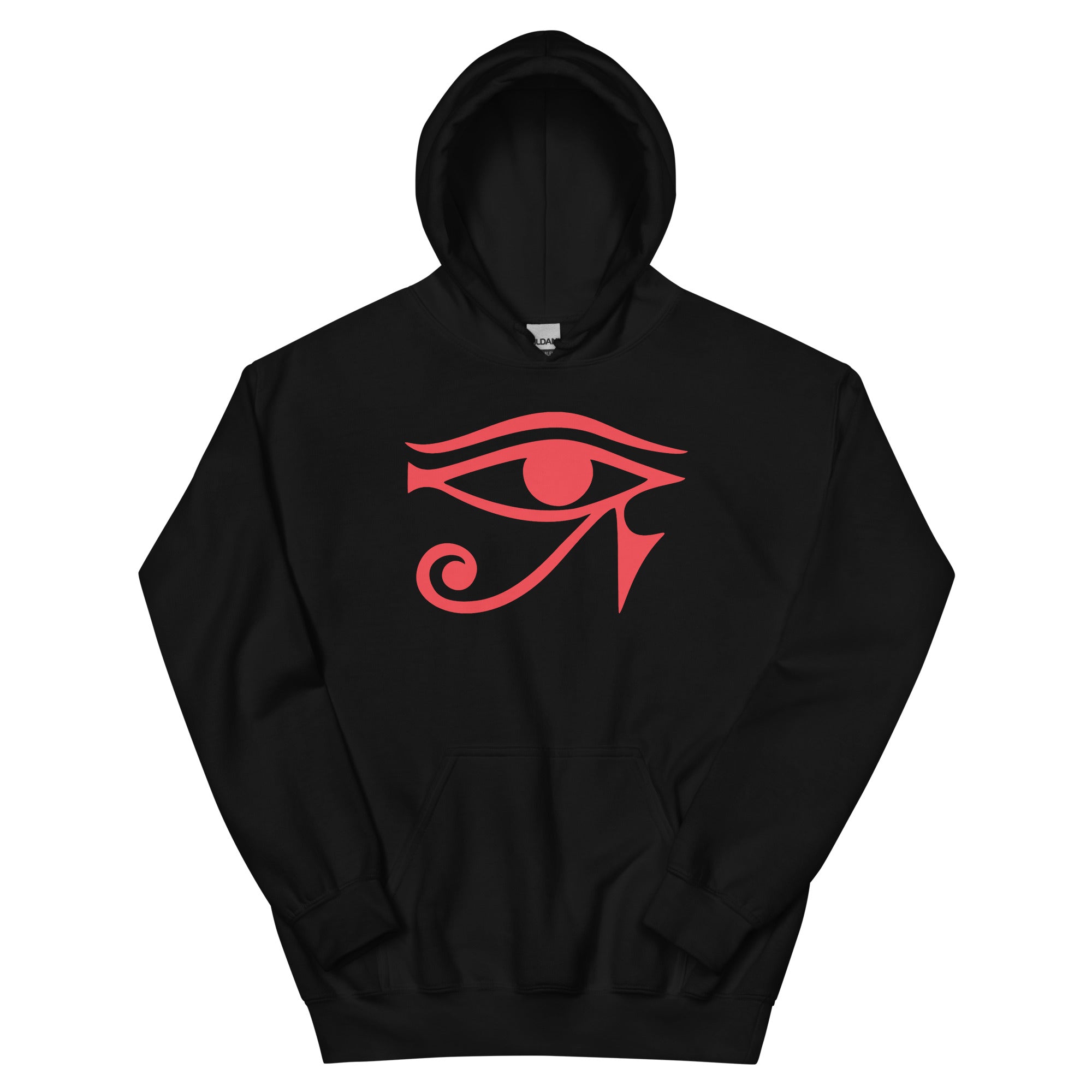 Eye of Ra Egyptian Goddess Long Unisex Hoodie Sweatshirt Red Print - Edge of Life Designs