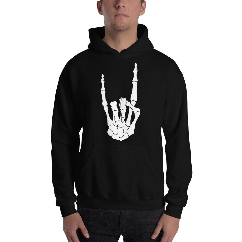 Devil Bone Hand Heavy Metal Horns Up Sign Unisex Hoodie Sweatshirt - Edge of Life Designs