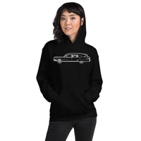 Classic Funeral Hearse design on unisex hoodie, front view