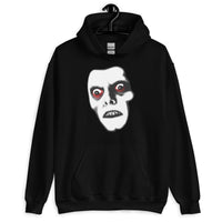 Pazuzu Captain Howdy design on unisex hoodie, front view