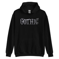 Gothic Spider Web design on unisex hoodie, front view