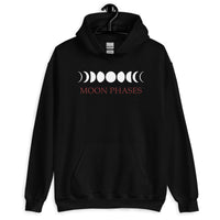 Lunar Moon Phases design on unisex hoodie, front view