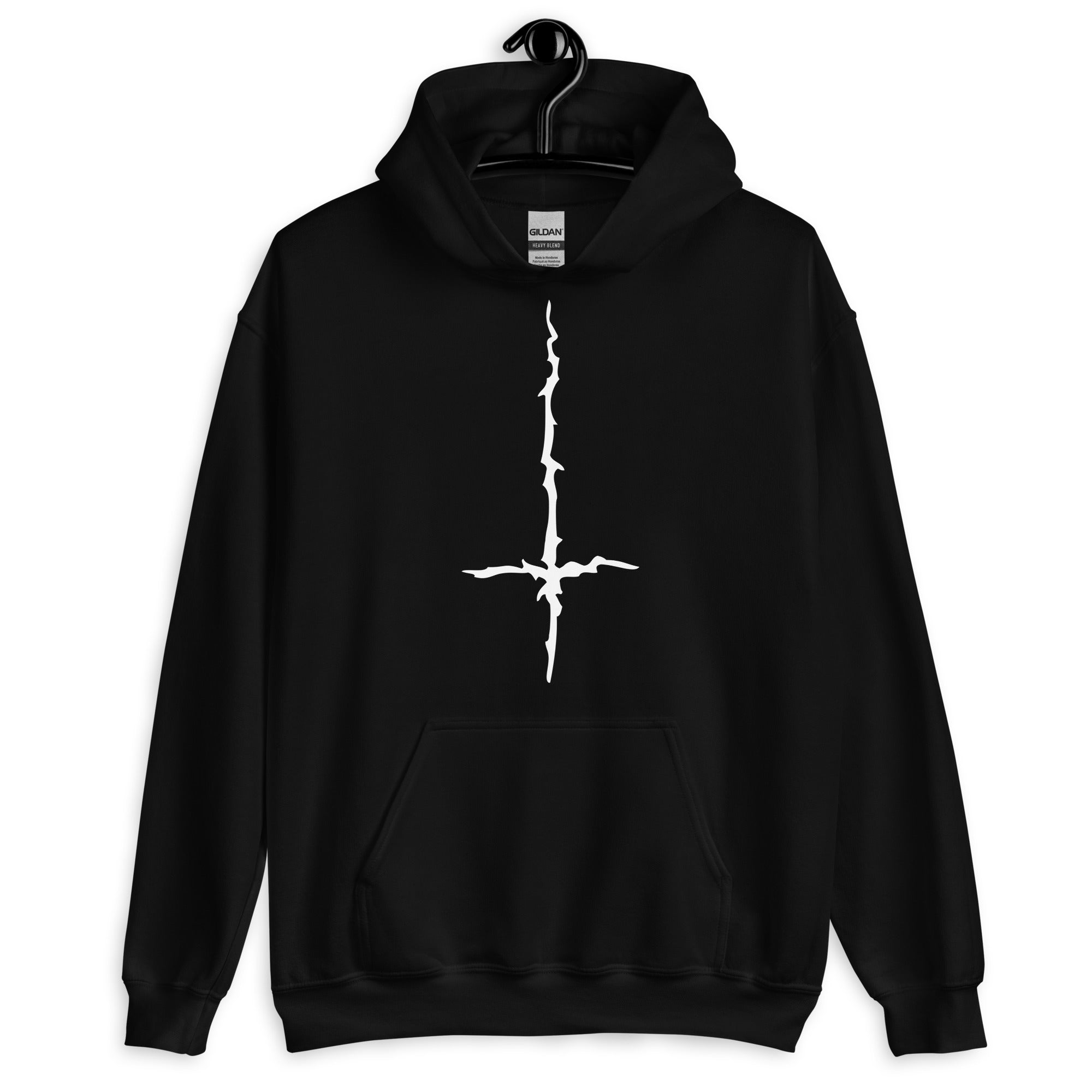 White Melting Inverted Cross Black Metal Style Unisex Hoodie Sweatshirt