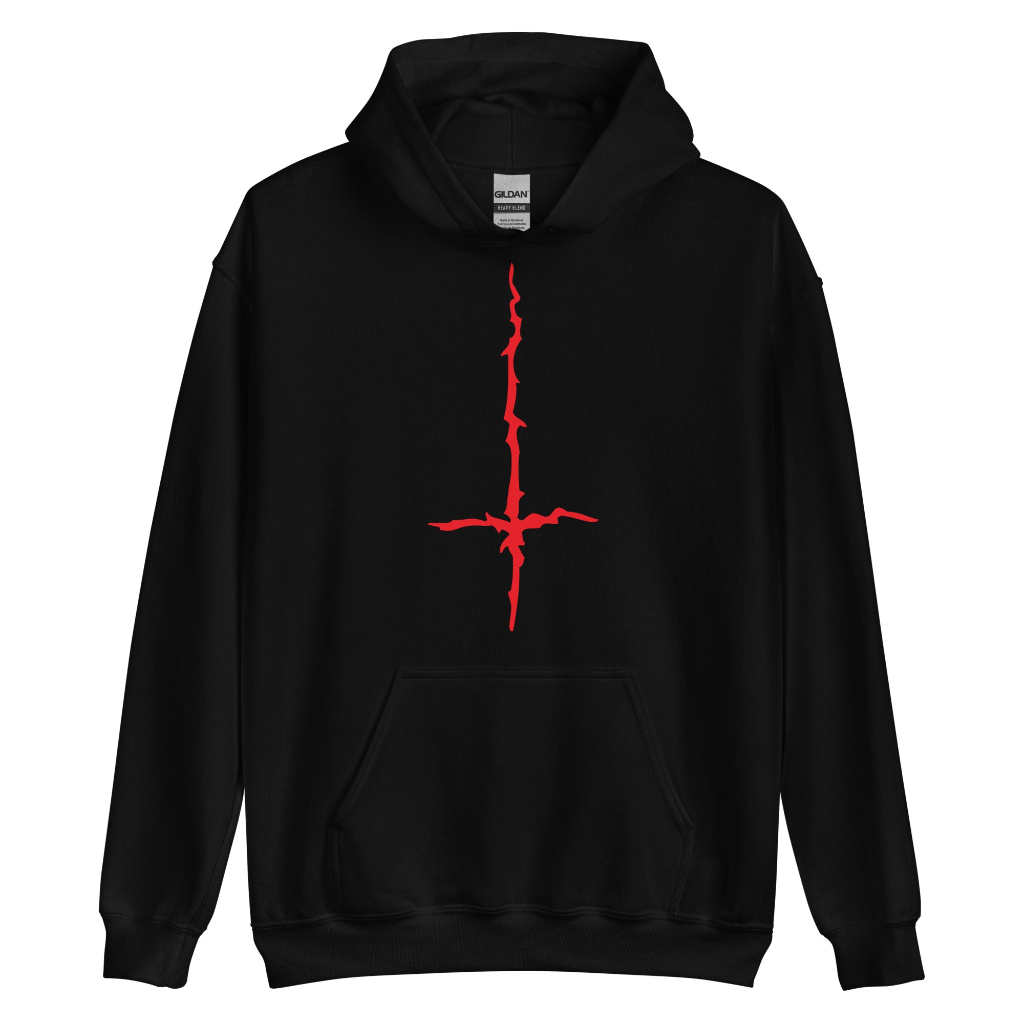 Red Melting Inverted Cross Black Metal Style Unisex Hoodie Sweatshirt