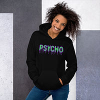 Psycho design on unisex hoodie, front view