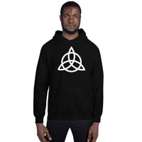 Celtic Triquetra design on unisex hoodie, front view