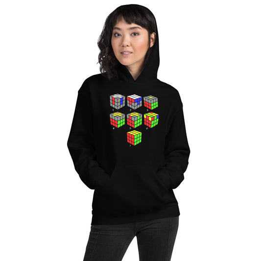 Speed Cube Solution Diagram design on unisex hoodie, front view