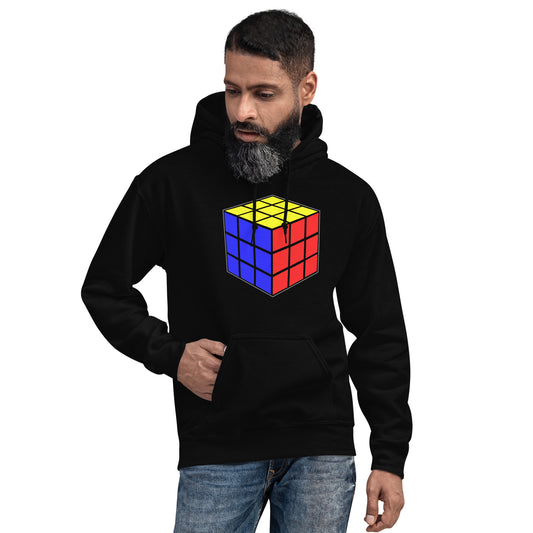 Magic Speed Cube design on unisex hoodie, front view