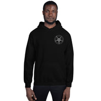 White Sigil of Baphomet embroidered on unisex hoodie, front view