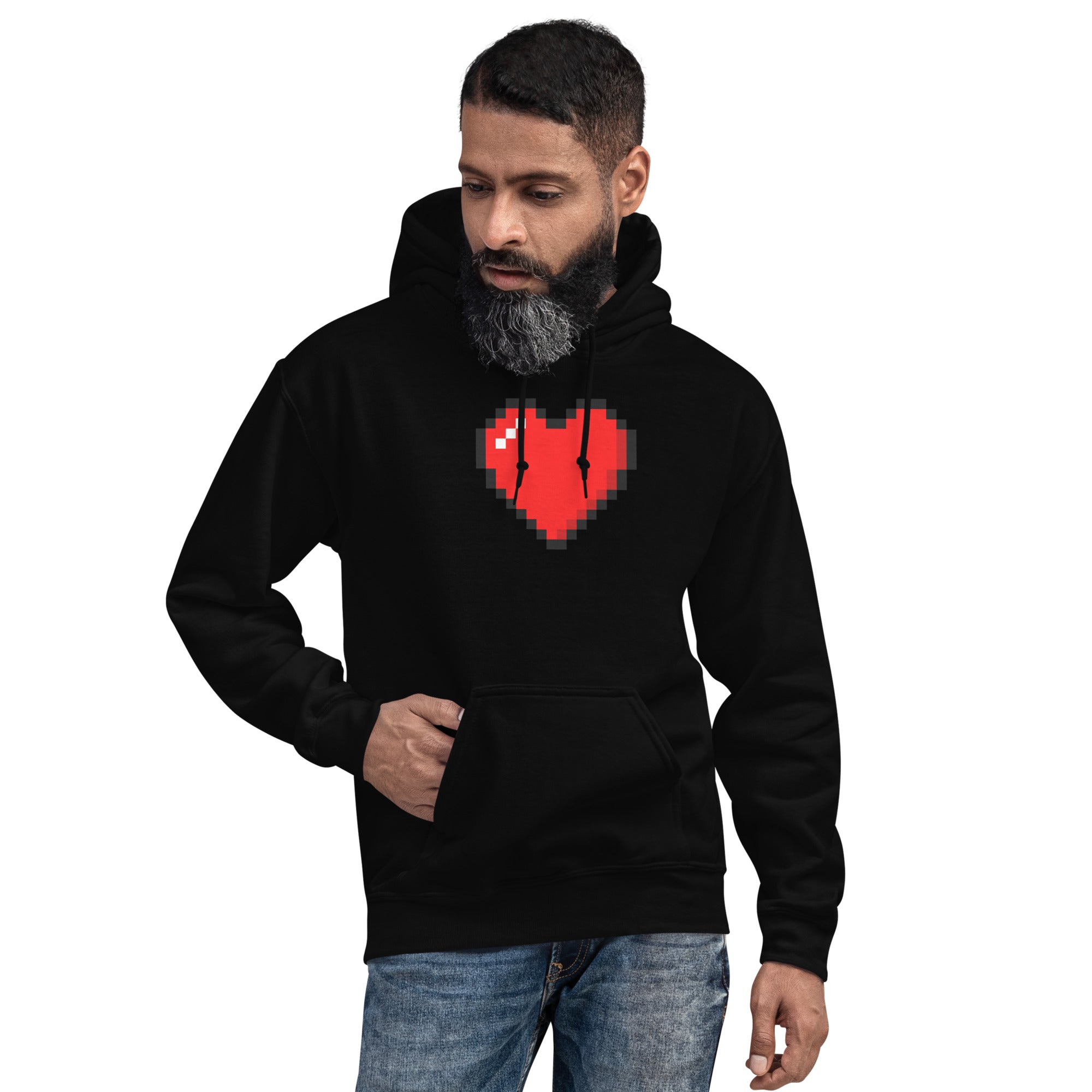 Retro 8 Bit Video Game Pixelated Heart Unisex Hoodie Sweatshirt