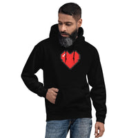 Pixel Heart design on unisex hoodie, front view