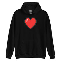 Pixel Heart design on unisex hoodie, front view